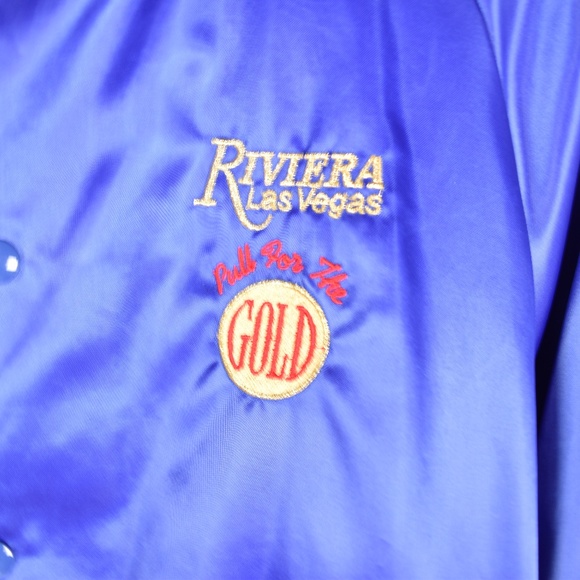 Riviera Las Vegas Mens Satin Windbreaker Sz M Logo - Picture 2 of 3